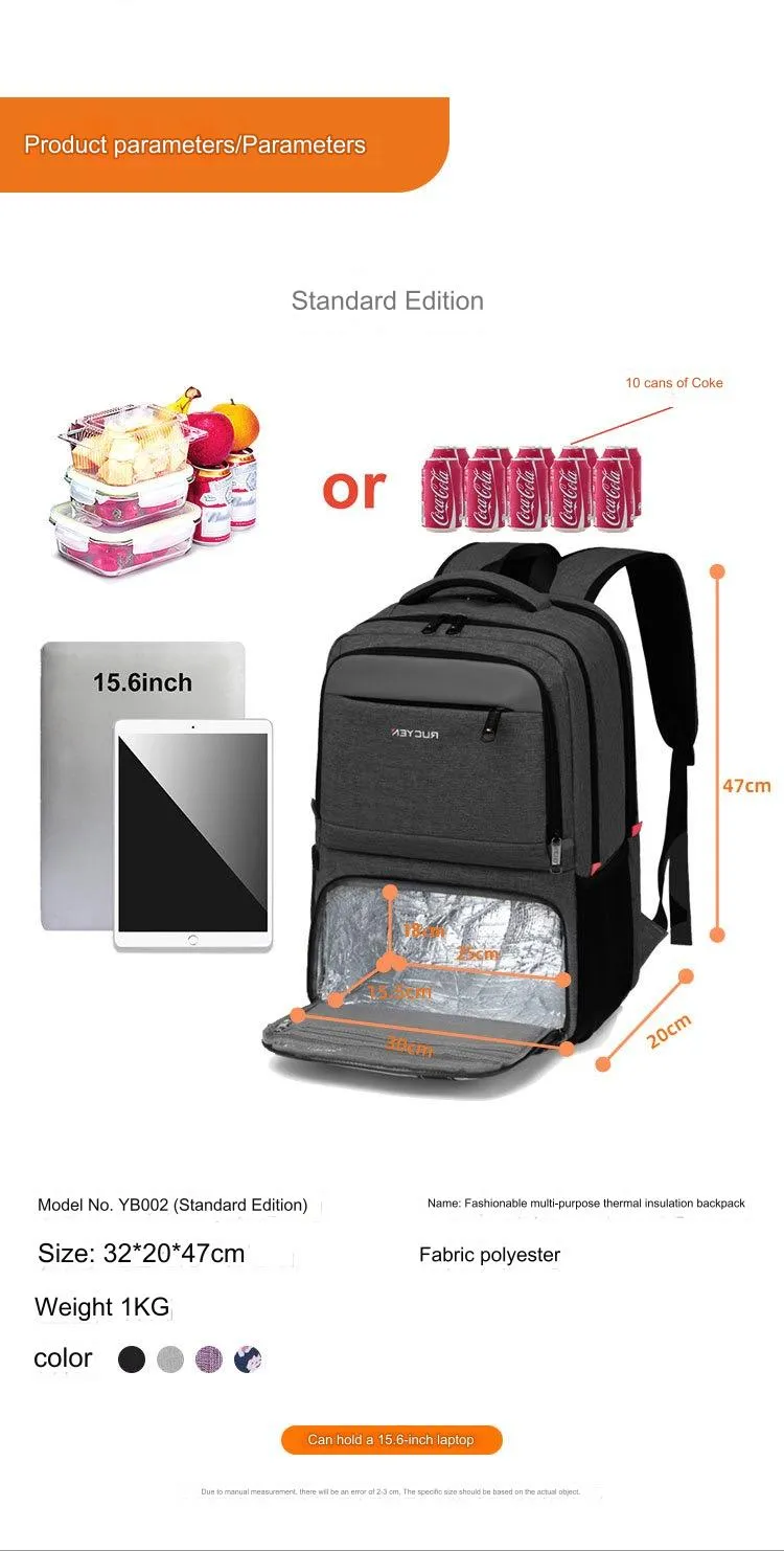 Lunch Backpack, Insulated Cooler Backpack Lunch Box for Men Women with USB Port AB230