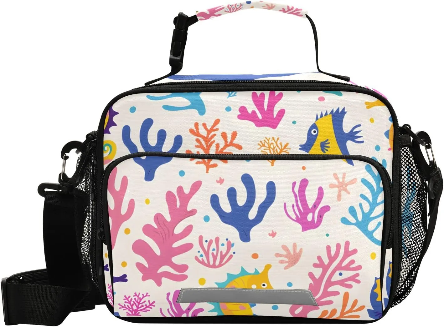 Lunch Bags Boxes Insulated Small Boys Girls Cooler Kids Seahorses Corals Algae for School Student with Shoulder Strap Water-Resistant