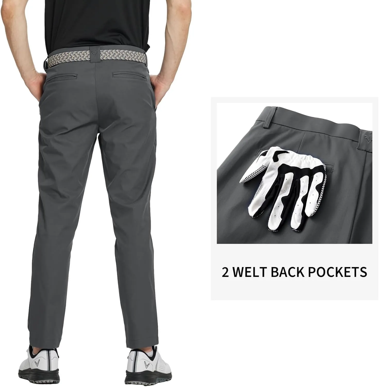 M MAELREG Golf Pants Men Quick Dry - 30"/32"/34" Stretch Lightweight 5 Pockets Water-Resistant Casual Mens Dress Pants