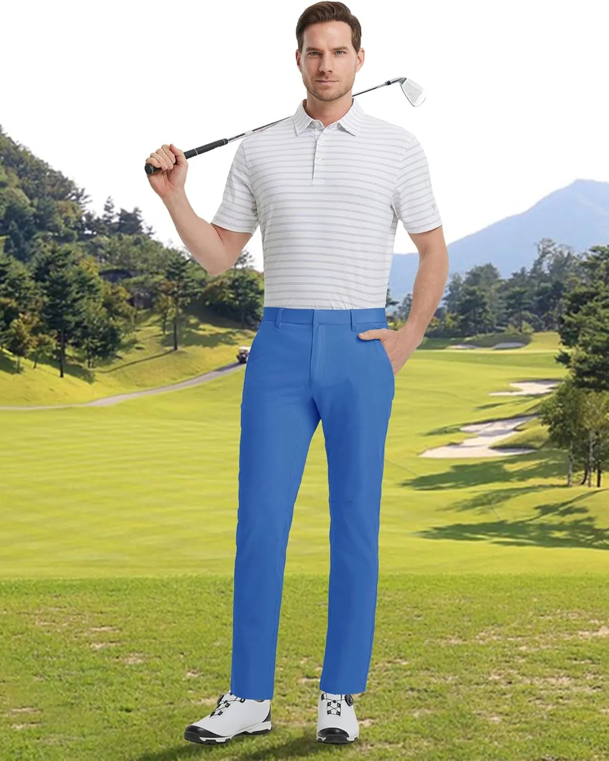 M MAELREG Golf Pants Men Stretch Lightweight 5 Pockets - 30"/32"/34" Water-Resistant Casual Trousers Mens Dress Pants