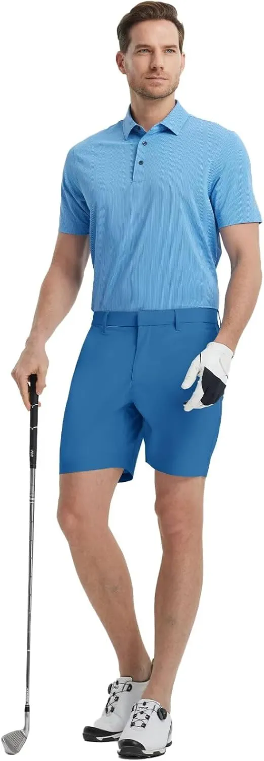 M MAELREG Mens Golf Shorts 7"/9" Lightweight Quick Dry Water-Resistant Stretch Waistband Flat Front Casual Mens Dress Shorts