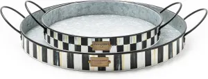 MACKENZIE-CHILDS Galvanized Metal Serving Trays with Handles, Set of 2, Spectator