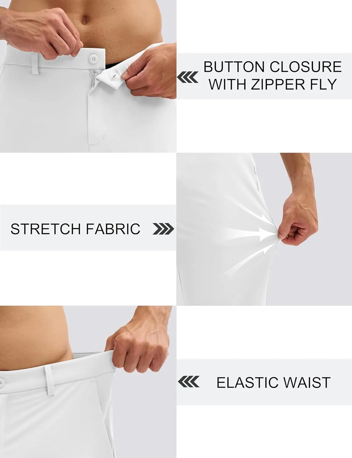MAGCOMSEN Men's Golf Pants Classic Fit - 30"/32"/34" Stretch Water Resistant Quick Dry Flat Front Dress Pants with 5 Pockets