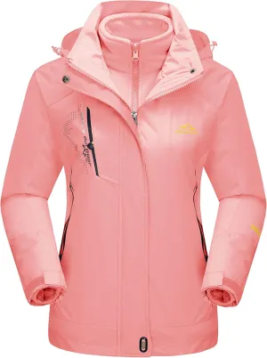 MAGCOMSEN Women's 3-in-1 Winter Coats Snow Ski Jacket Waterproof Windproof Fleece Lined Winter Jacket Parka