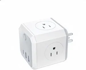 Magic Cube Socket Multi-Function Plug Wireless Direct Wall Extender One Expand to Multiple with Switch with USB Cube Power Socket 4-Outlets 2-USB 1-Type C Applies to Home Office Cruise Ship ，1PCS
