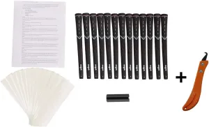Majek Men's Golf Grips Midsize Black Tour Pro and Grip Kit   Utility Hook Blade (13 grips, grip tape, clamp, grip removal hook blade, instructions)