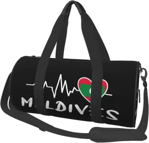 Maldives Heartbeat Duffel Bag Gym Bag Travel Sports Tote Large Foldable Beach Swim Yoga9