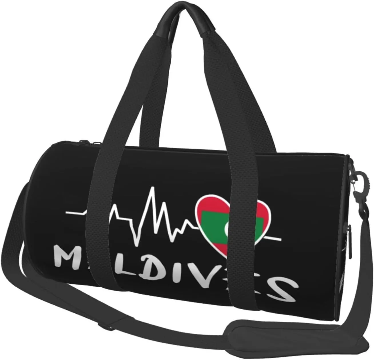 Maldives Heartbeat Duffel Bag Gym Bag Travel Sports Tote Large Foldable Beach Swim Yoga9
