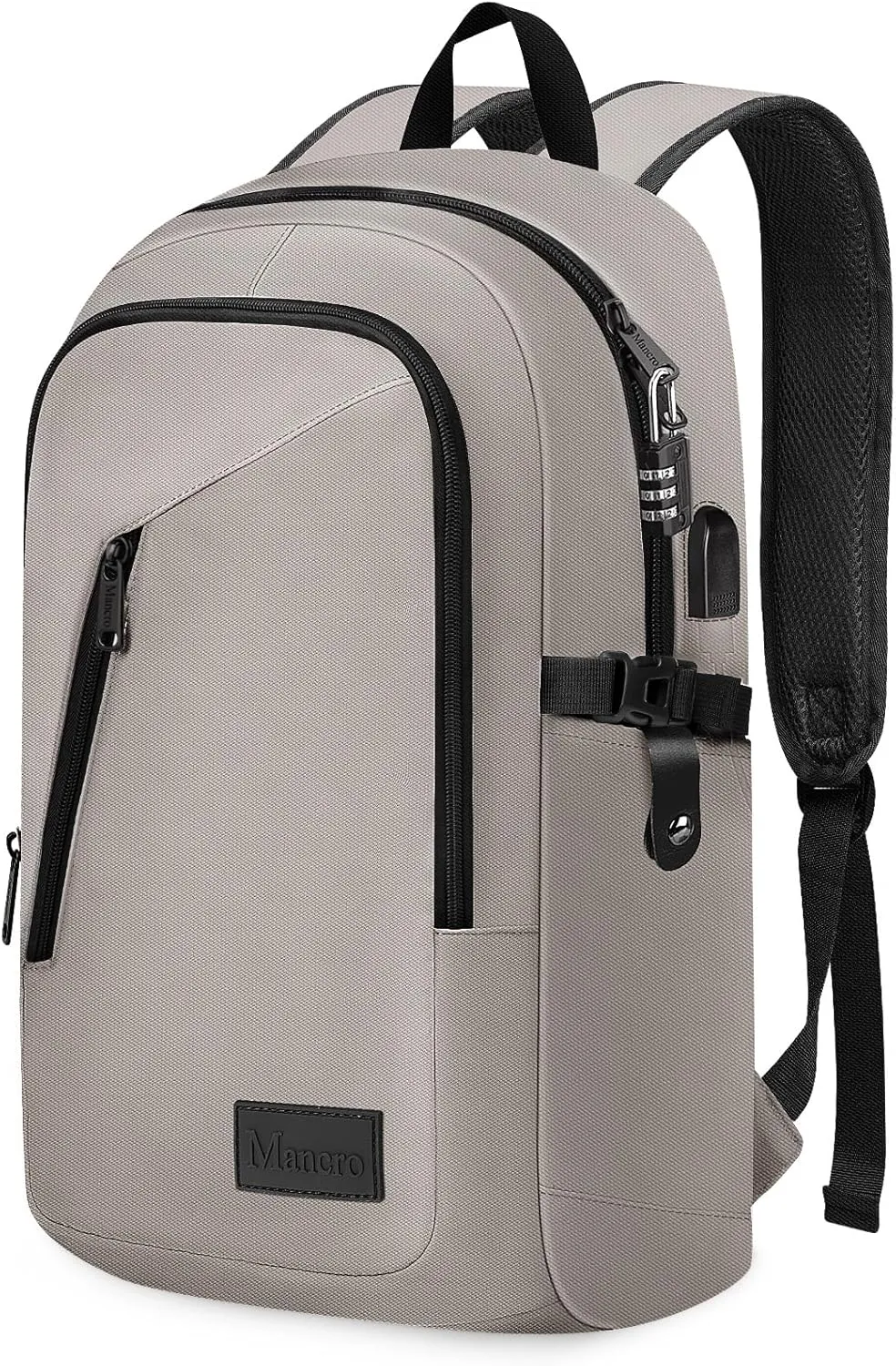 Mancro Travel Backpack for Men Women, Small Laptop Backpack with USB Charging Port, Anti Theft Computer Bag Fits 15.6 inch Notebook, Casual Daypack for Weekender Work Travel, Fog