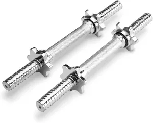 Marcy 14” Adjustable Chrome Threaded Dumbbell Handles for Standard Weight Plates with 1” Diameter Center TDH-14.1
