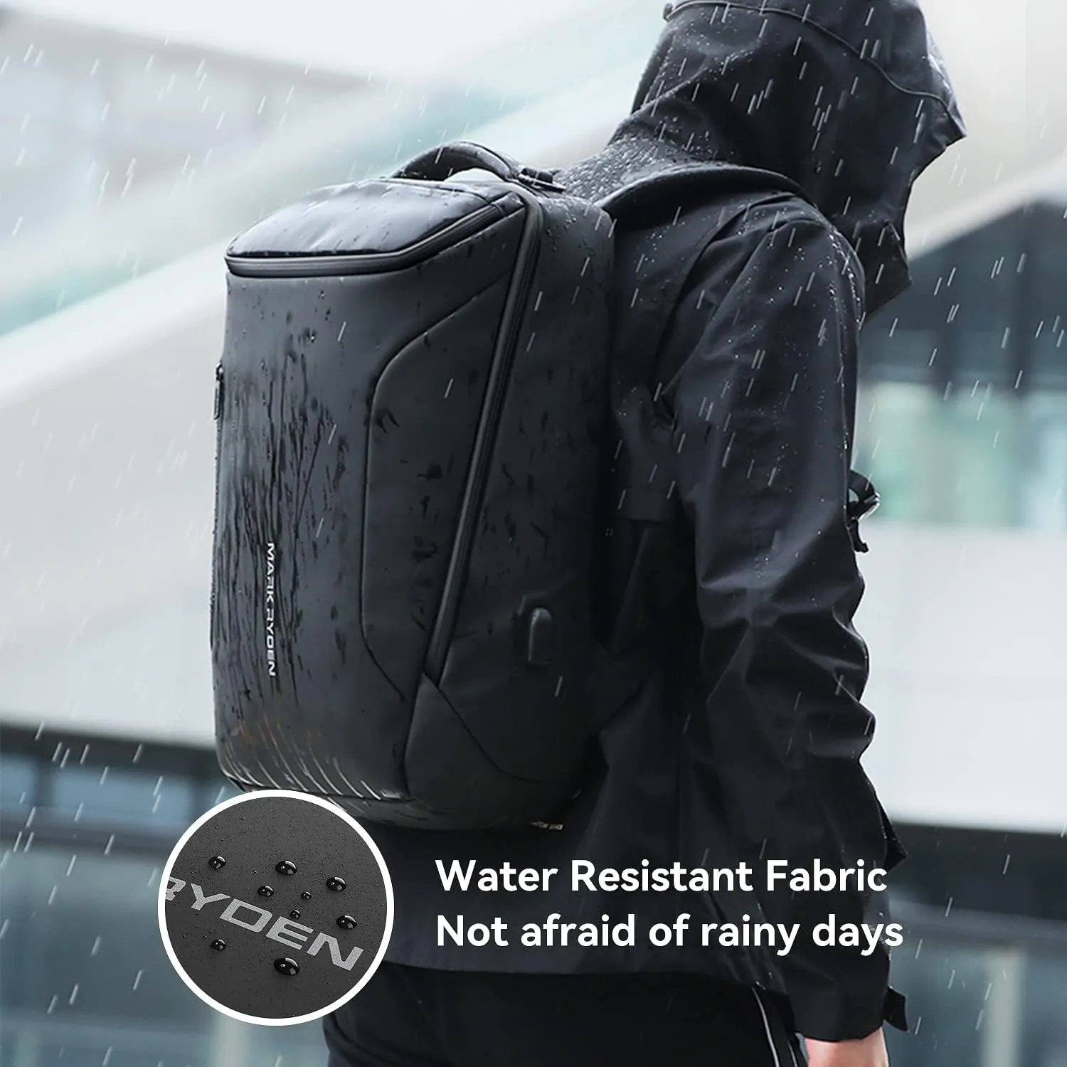 MARK RYDEN Business Backpack for Men, Waterproof High Tech Backpack with Sport Car Shape Design and USB Charging Port, Travel Laptop Backpack Fits 17.3 Inch Notebook (YKK-2 Pockets)