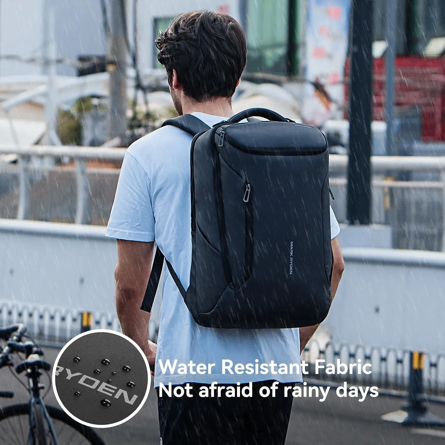 MARK RYDEN Business Backpack for Men, Waterproof High Tech Backpack with Sport Car Shape Design and USB Charging Port, Travel Laptop Backpack Fits 17.3 Inch Notebook