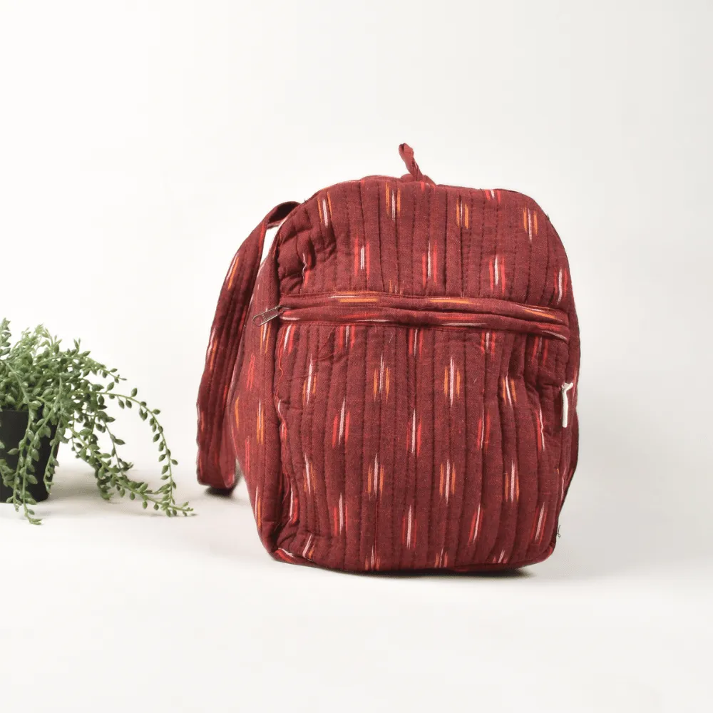 Maroon Ikat Duffle Bag