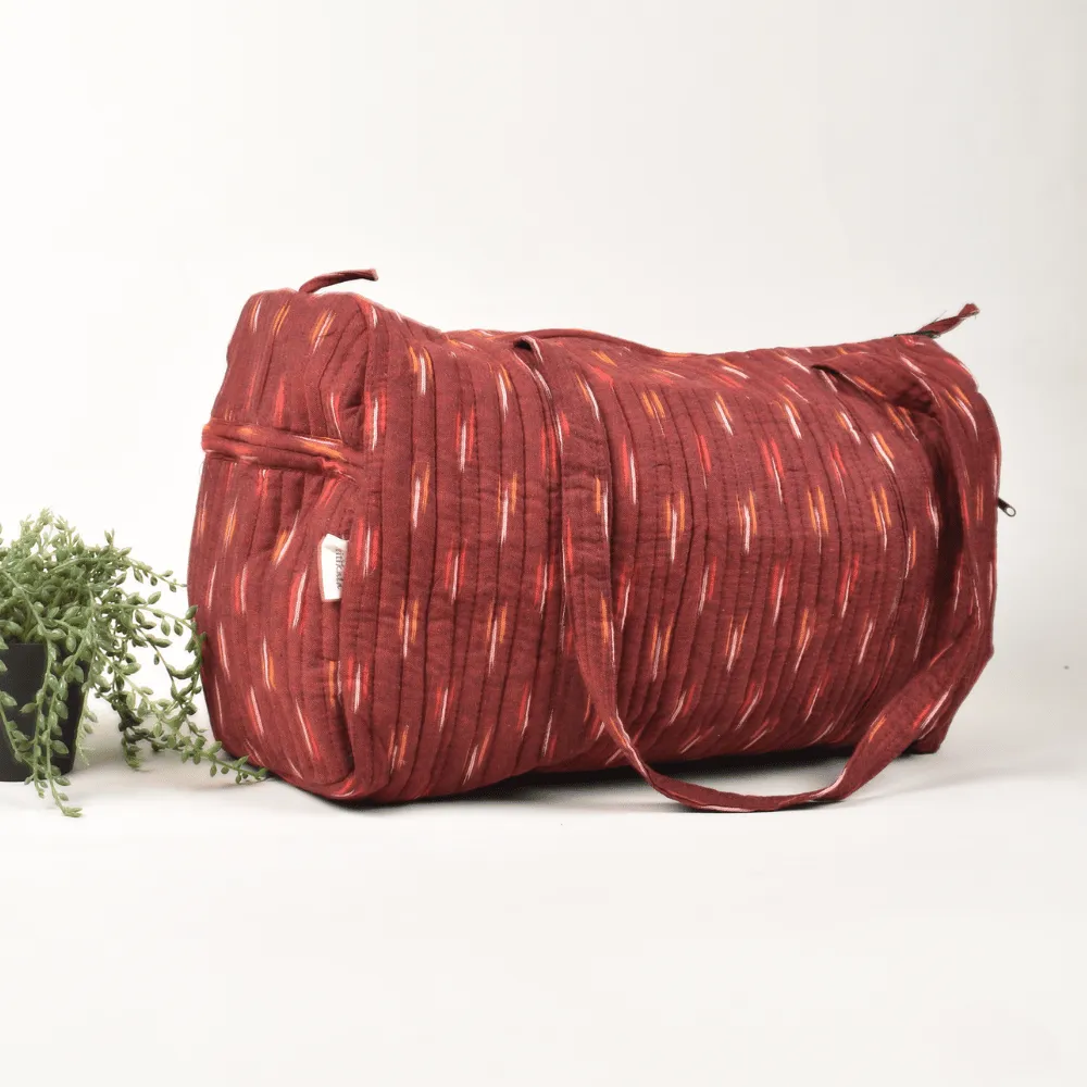 Maroon Ikat Duffle Bag