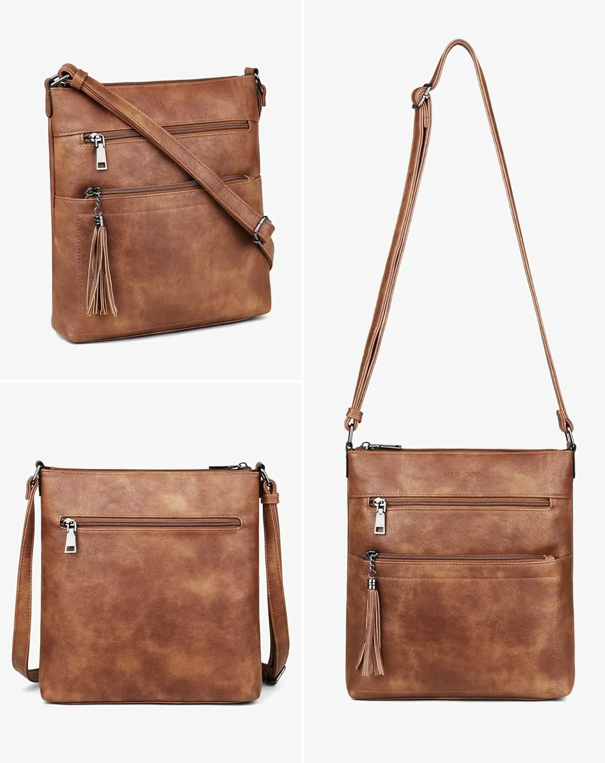 MASINTOR Crossbody Purses for Women, Multi Pocket Casual Crossbody Bag, Adjustable Strap Shoulder Bag with Tassel