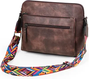MASINTOR Womens Crossbody Handbags, Soft Leather Purses For Women Crossbody Bag, Triple Zip Sling Crossover Shoulder Bag