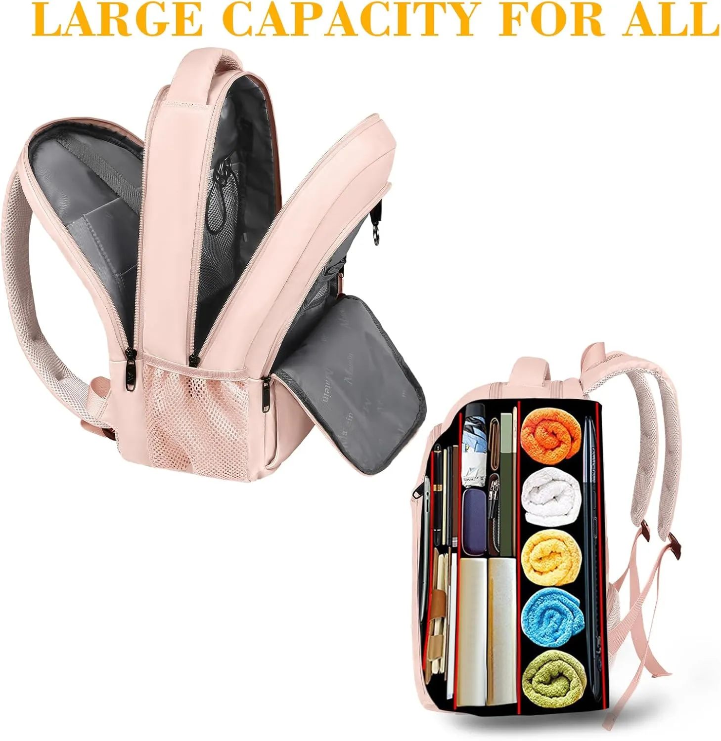 MATEIN 15.6 inch Laptop Backpack, Cute Slim Computer Travel Backpack with USB Port, Carry On Casual Daypack Bag Gifts for Women Teacher Nurse, Pink
