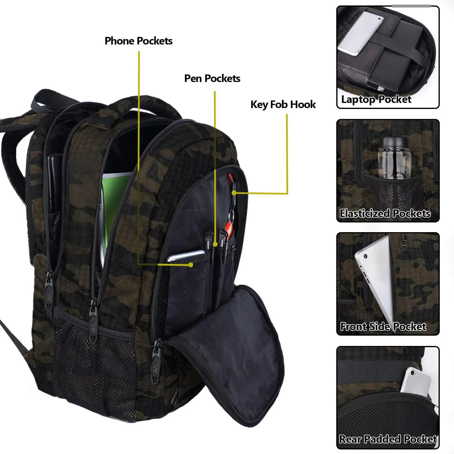 MATEIN 15.6 Inch Laptop Backpack, Sturdy Business Travel Laptop Bagpack with USB Charging Port, Sturdy Carry On Water-Resistant Daypack for Work College Bookbag Men Women Computer Backpack