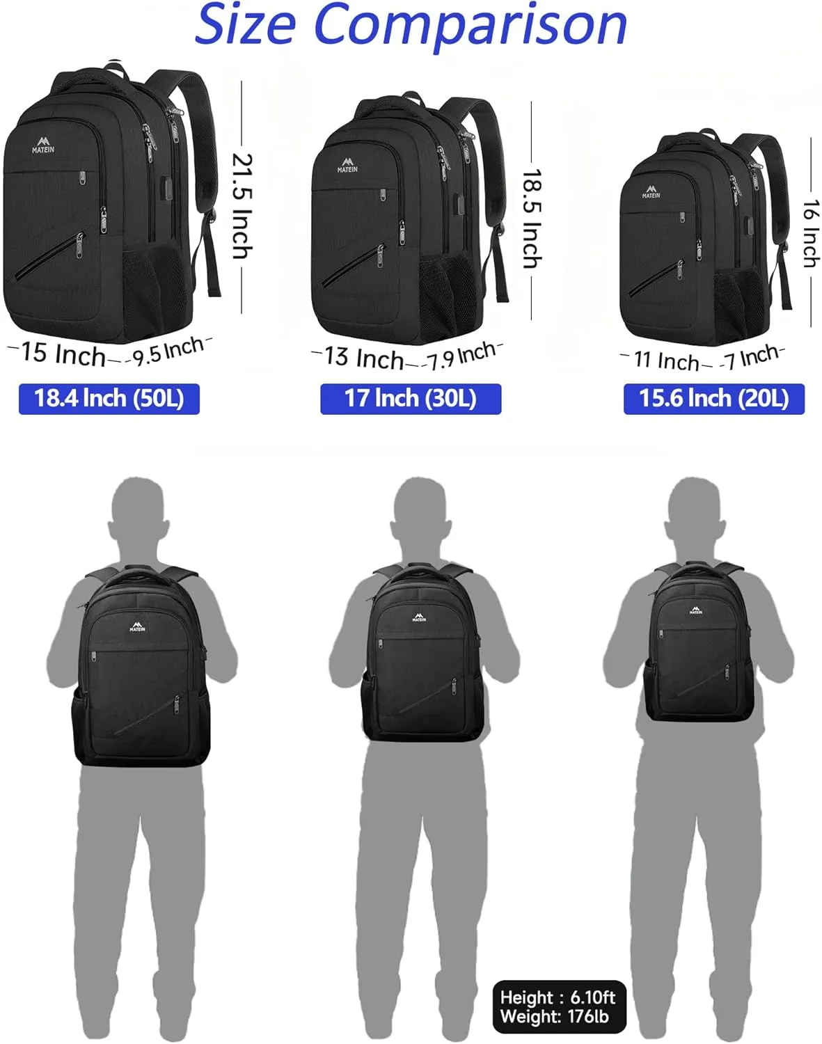 MATEIN School Laptop Backpack, Large TSA Friendly College Computer Bookbag with Laptop Compartment Fits 17 Inch Notebook, Water Resistant Business Work Travel Bag, Graduation Gifts for Men Women