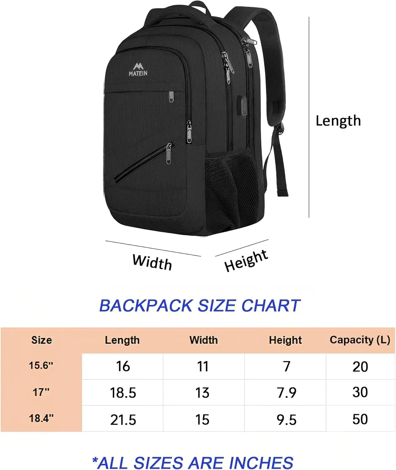 MATEIN School Laptop Backpack, Large TSA Friendly College Computer Bookbag with Laptop Compartment Fits 17 Inch Notebook, Water Resistant Business Work Travel Bag, Graduation Gifts for Men Women