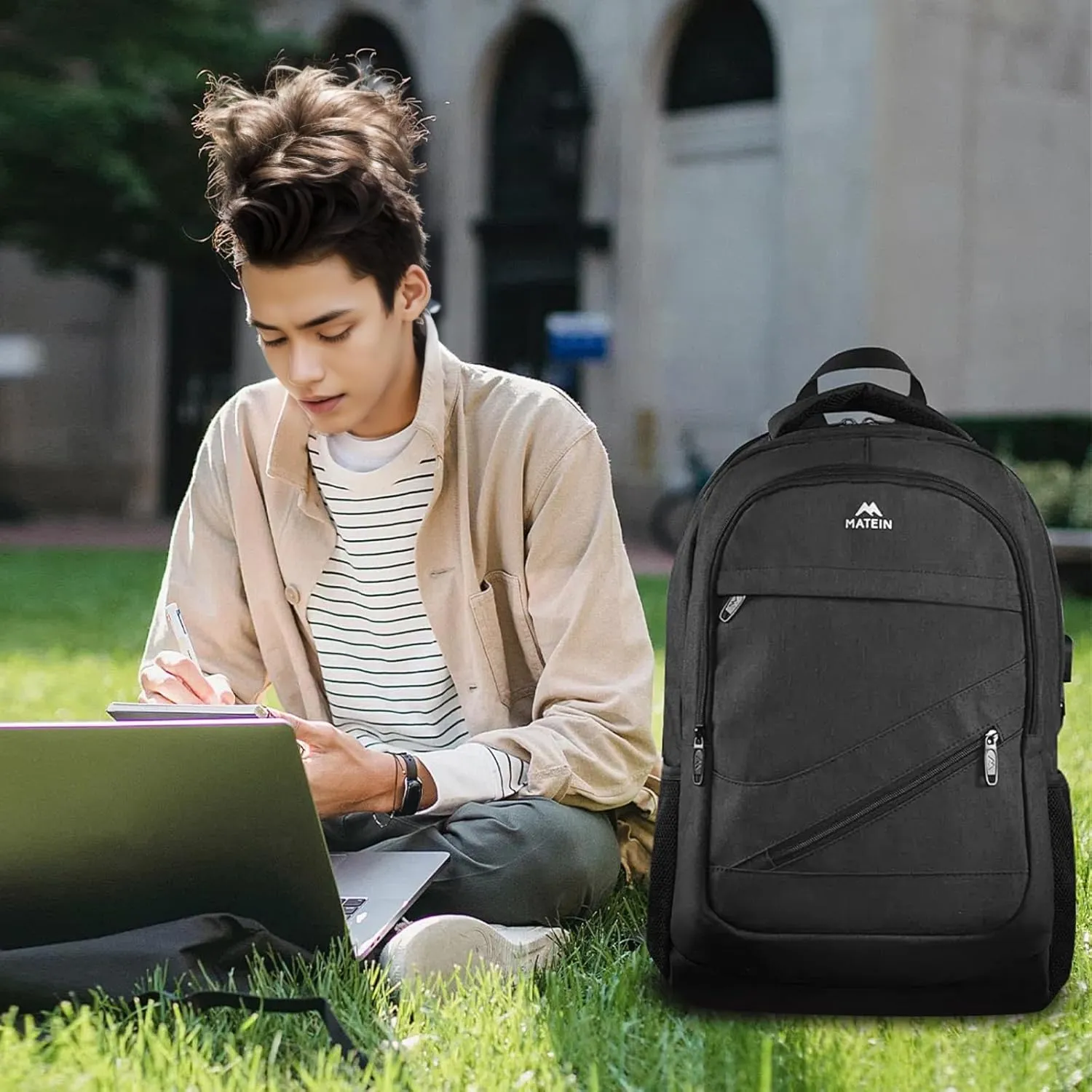 MATEIN School Laptop Backpack, Large TSA Friendly College Computer Bookbag with Laptop Compartment Fits 17 Inch Notebook, Water Resistant Business Work Travel Bag, Graduation Gifts for Men Women