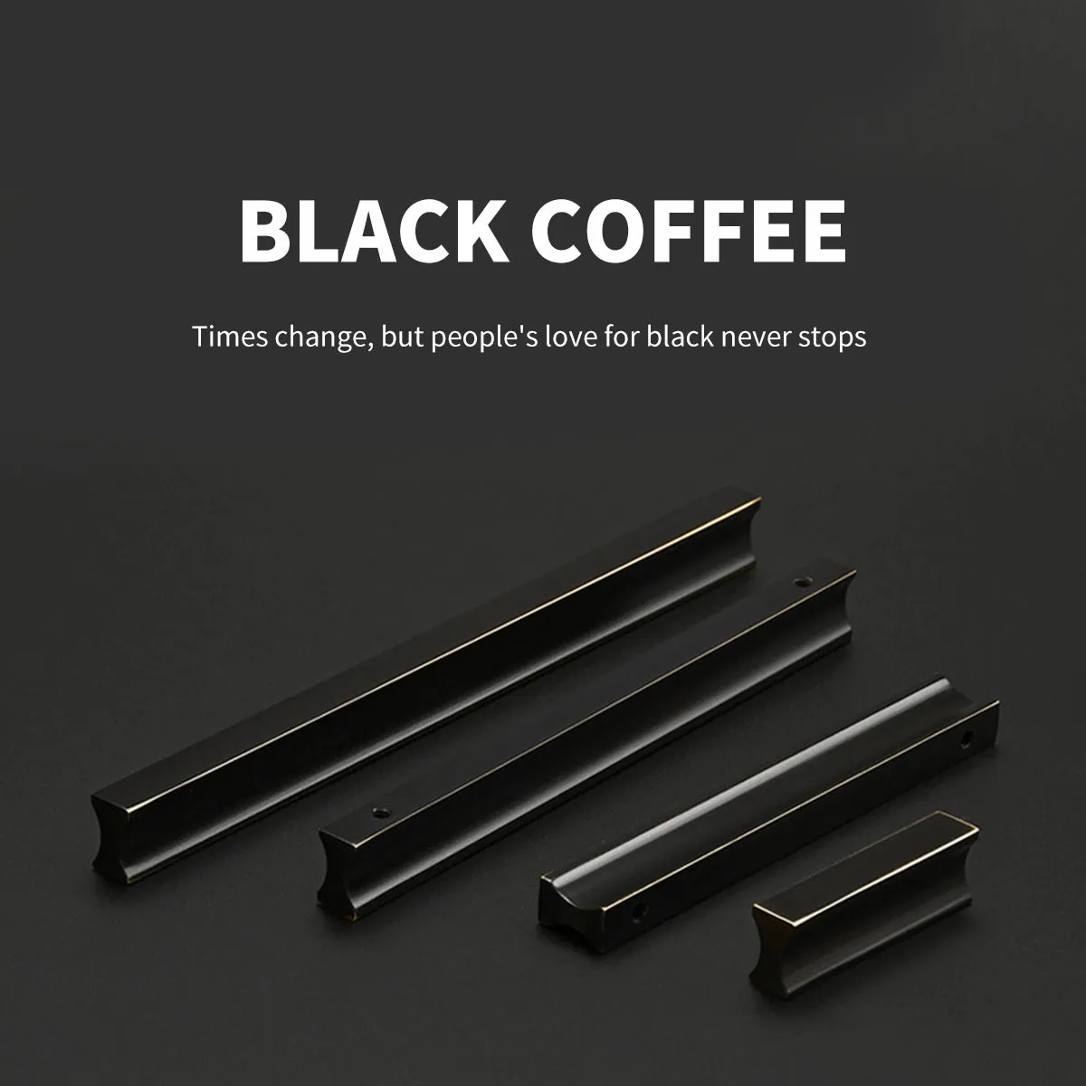 Matte Black Brass Cabinet Handles – Modern Vintage Drawer Pulls with Chamfered Edges