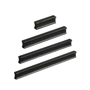 Matte Black Brass Cabinet Handles – Modern Vintage Drawer Pulls with Chamfered Edges