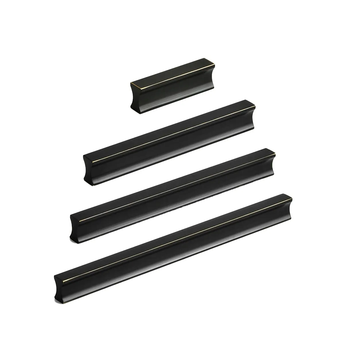 Matte Black Brass Cabinet Handles – Modern Vintage Drawer Pulls with Chamfered Edges