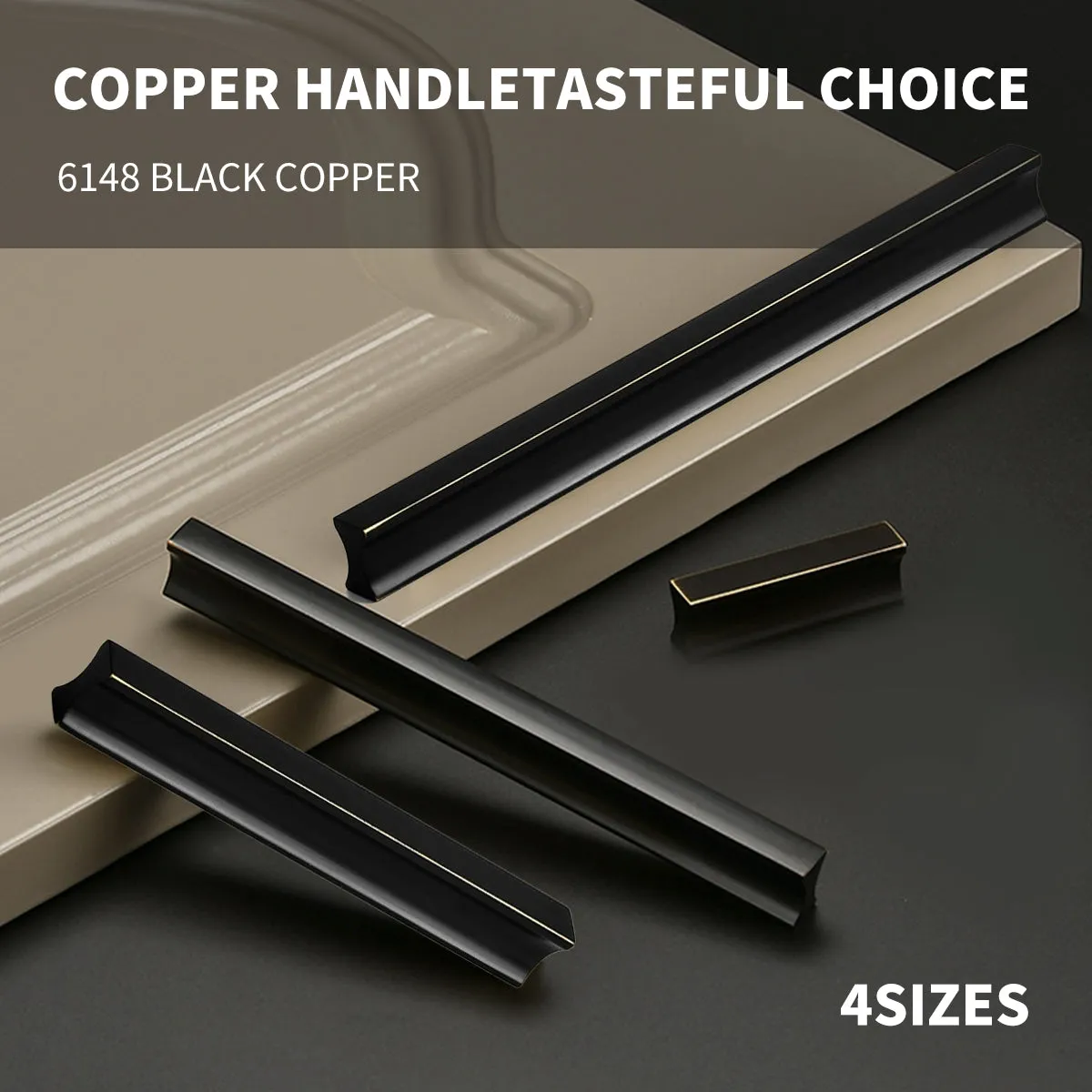 Matte Black Brass Cabinet Handles – Modern Vintage Drawer Pulls with Chamfered Edges