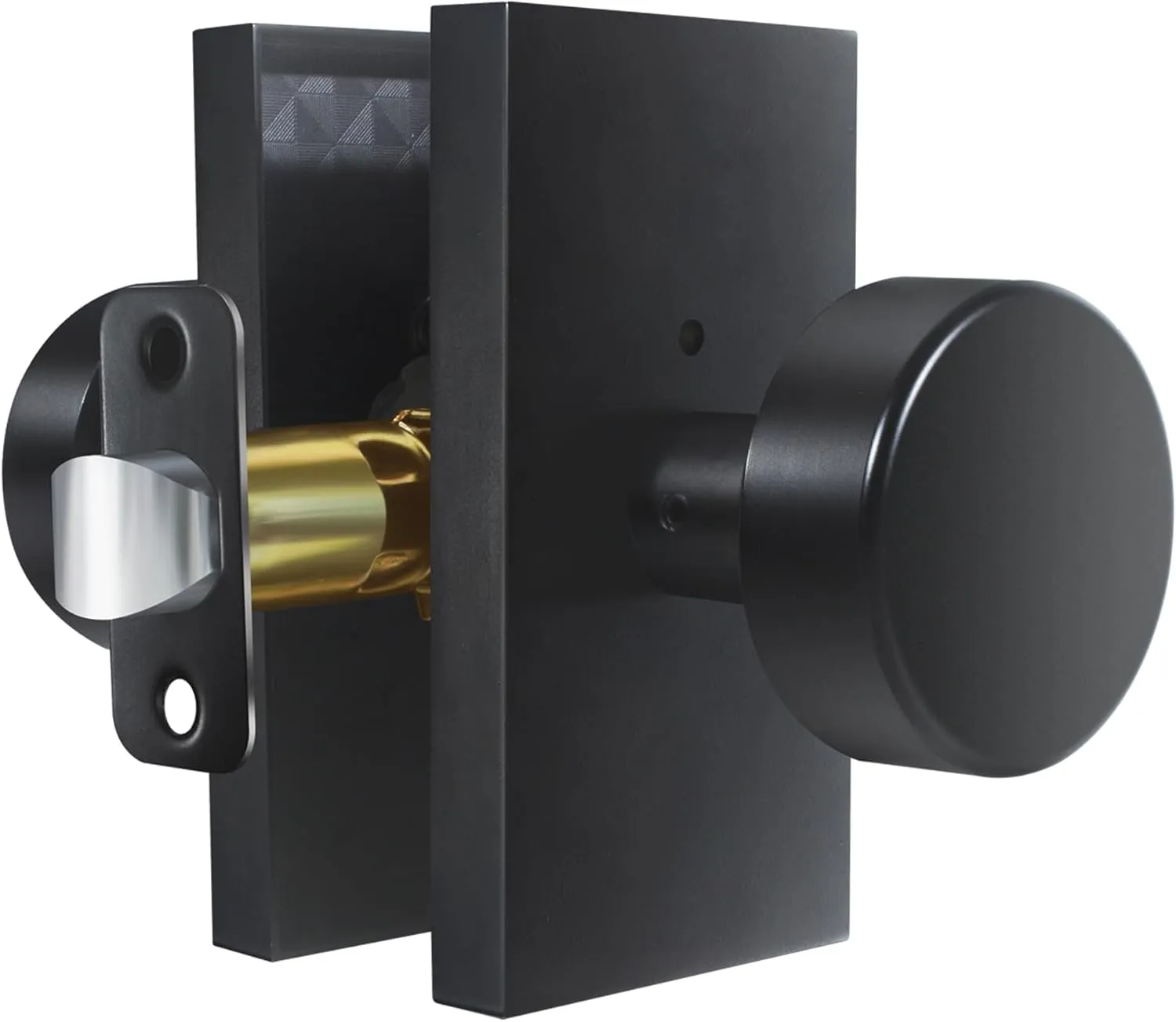 Matte Black Door Knobs Interior with Lock, Modern Privacy Rectangle Door Knob Door Handles for Bathroom Bedroom