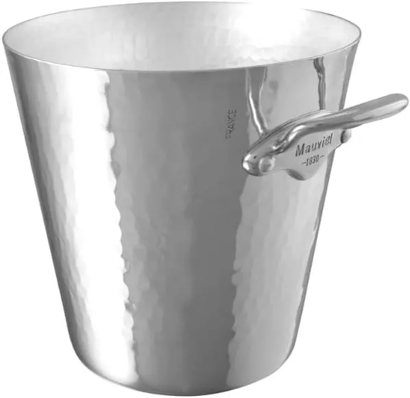 Mauviel M'30 Hammered Aluminum Champagne Bucket with Cast Stainless Steel Handles, 4.9-qt, Made in France