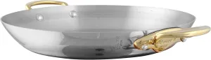 Mauviel M'Cook B Stainless Steel Round Pan With Brass Handles, 11-in, Made In France
