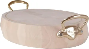 Mauviel Savoir Vivre Beechwood Chopping Block With Brass Handles, 17.8-In, Made In France