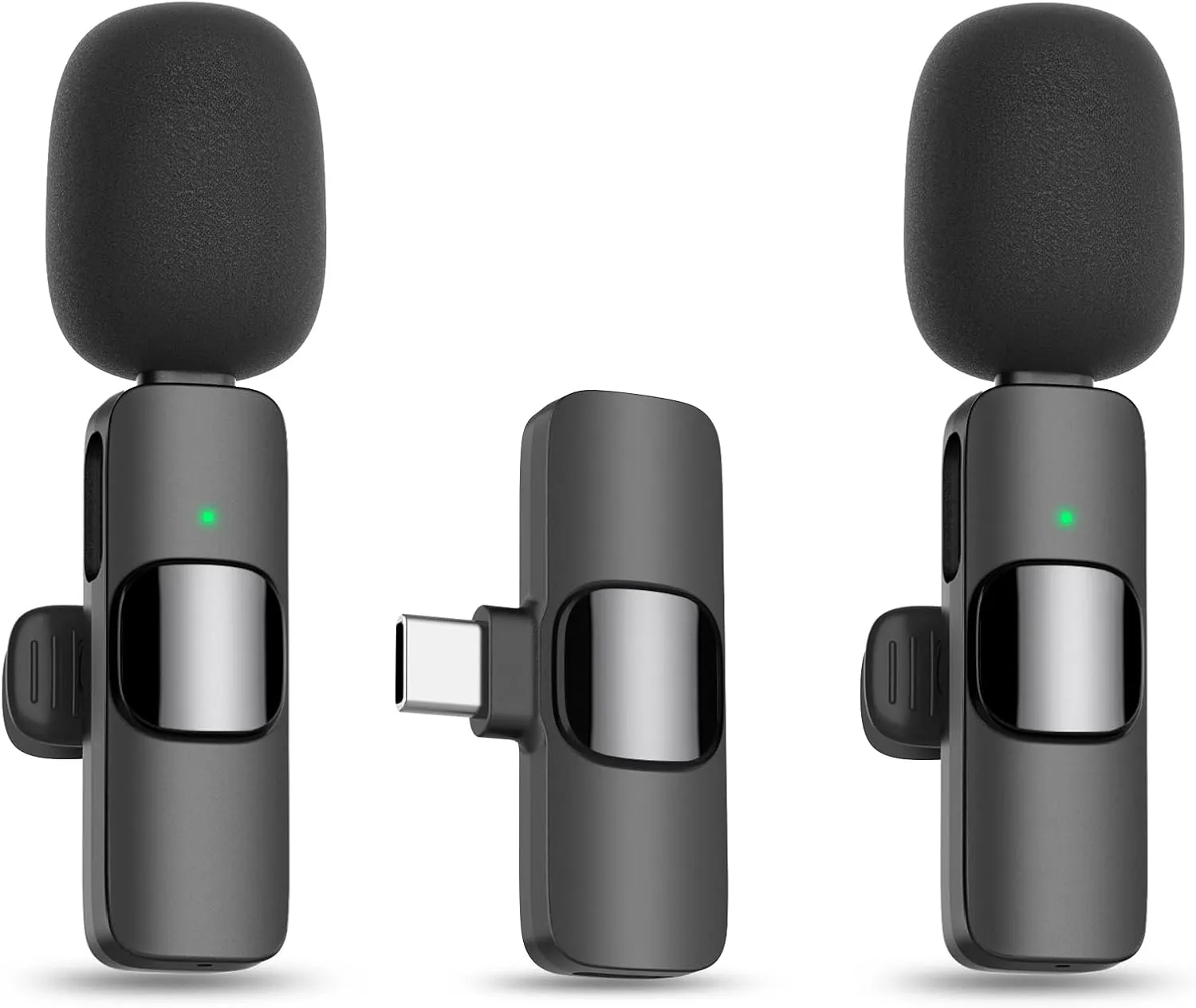 MAYBESTA Wireless Lavalier Lapel Microphone for iPhone 15 Series/Android/Laptop - Bluetooth Mini Phone Microphones for Video Recording - 2 Clip on Mics with USB C Interface for Tiktok YouTube Vlog