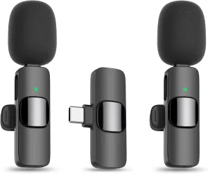 MAYBESTA Wireless Lavalier Lapel Microphone for iPhone 15 Series/Android/Laptop - Bluetooth Mini Phone Microphones for Video Recording - 2 Clip on Mics with USB C Interface for Tiktok YouTube Vlog