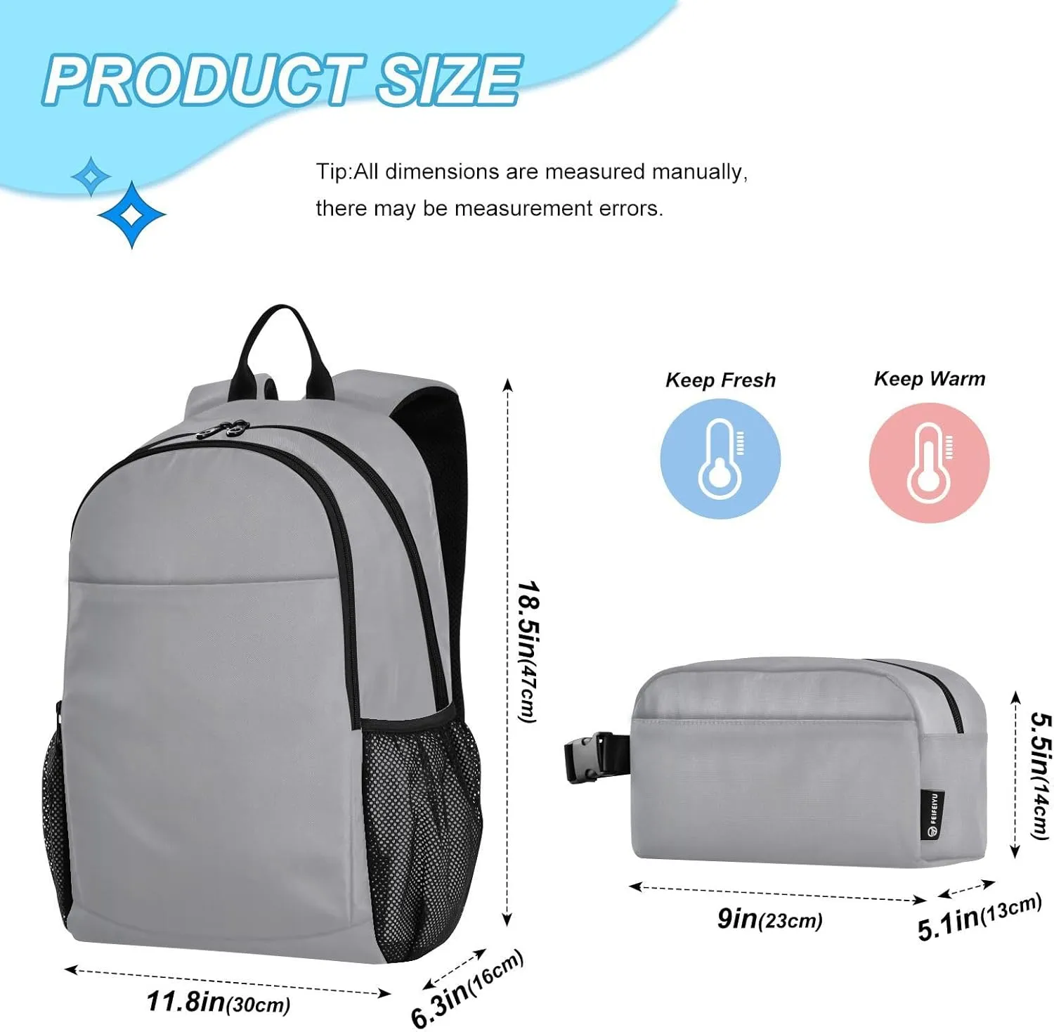 MCHIVER Above Clouds Kids Backpack with Lunch Box Lightweight School Backpack Set for Teens Boys Girls Large Capacity Casual Daypack for Elementary Middle School 18.5""