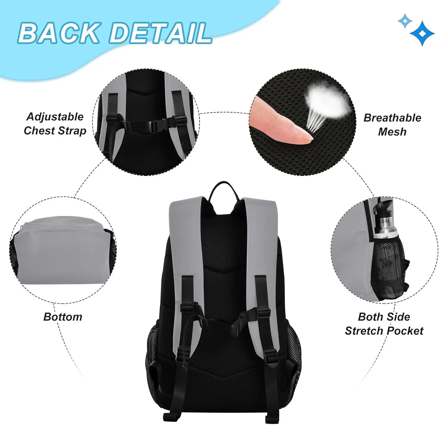 MCHIVER Above Clouds Kids Backpack with Lunch Box Lightweight School Backpack Set for Teens Boys Girls Large Capacity Casual Daypack for Elementary Middle School 18.5""