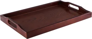 MDLUU Plastic Serving Tray, Ottoman Tray with Cutout Handles, Rectangle Butler Tray for Breakfast in Bed, Coffee Table Decor, Party (Cherry)