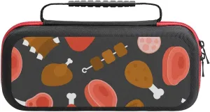 Meat Food and Barbecue Carrying Case Compatible with Switch/Switch OLED/Switch Lite with 20 Games Cartridges Slot