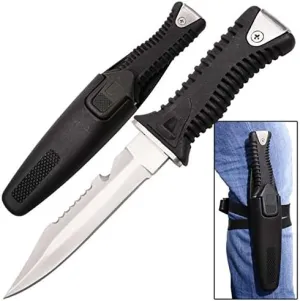 MedievalDepot Mako Clip Point Diving Knife - Sharp 5.5" Stainless Steel Blade with Secure Sheath & Leg Strap