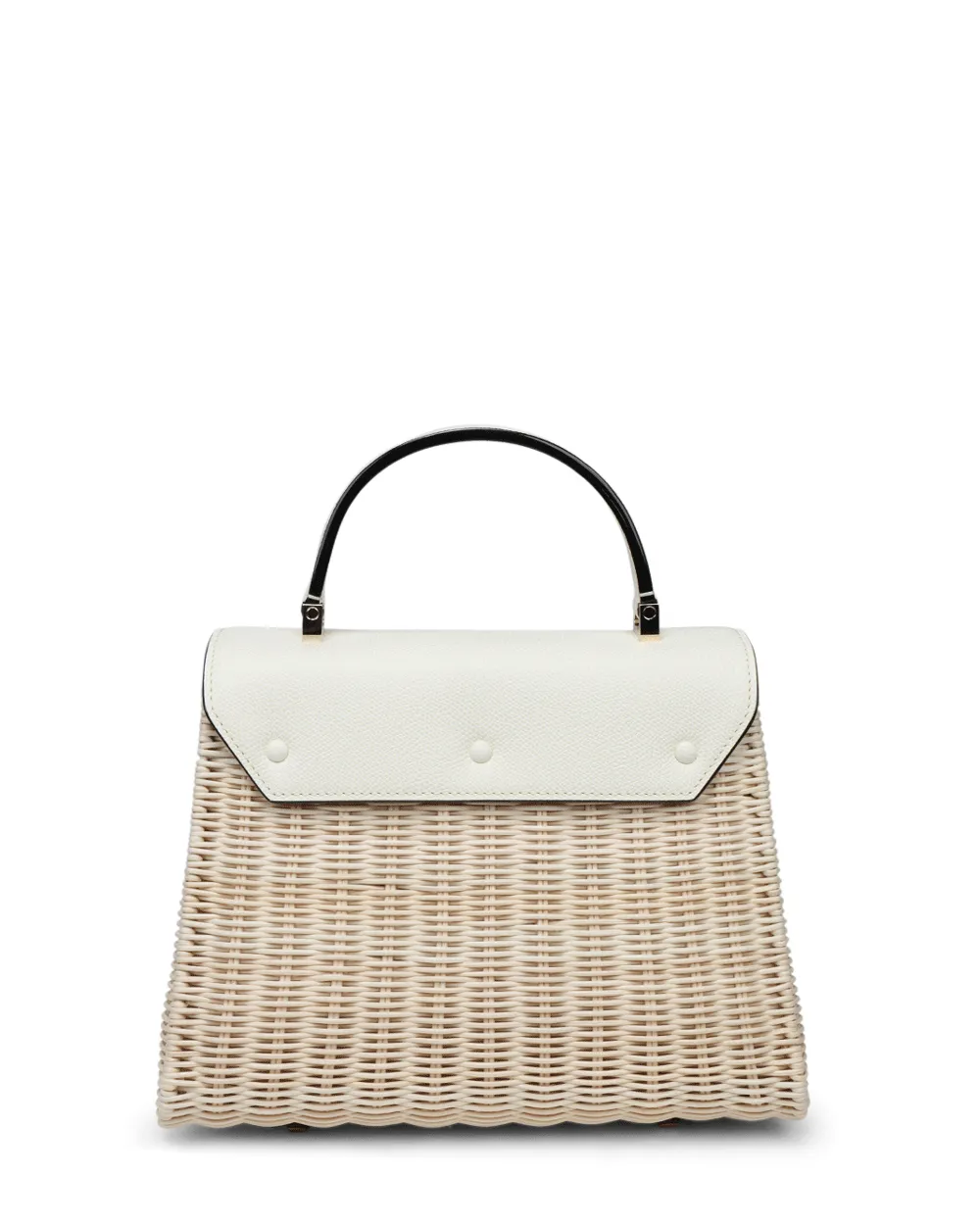 Medium Iside Wicker Top Handle Bag in Natural and Pergamena