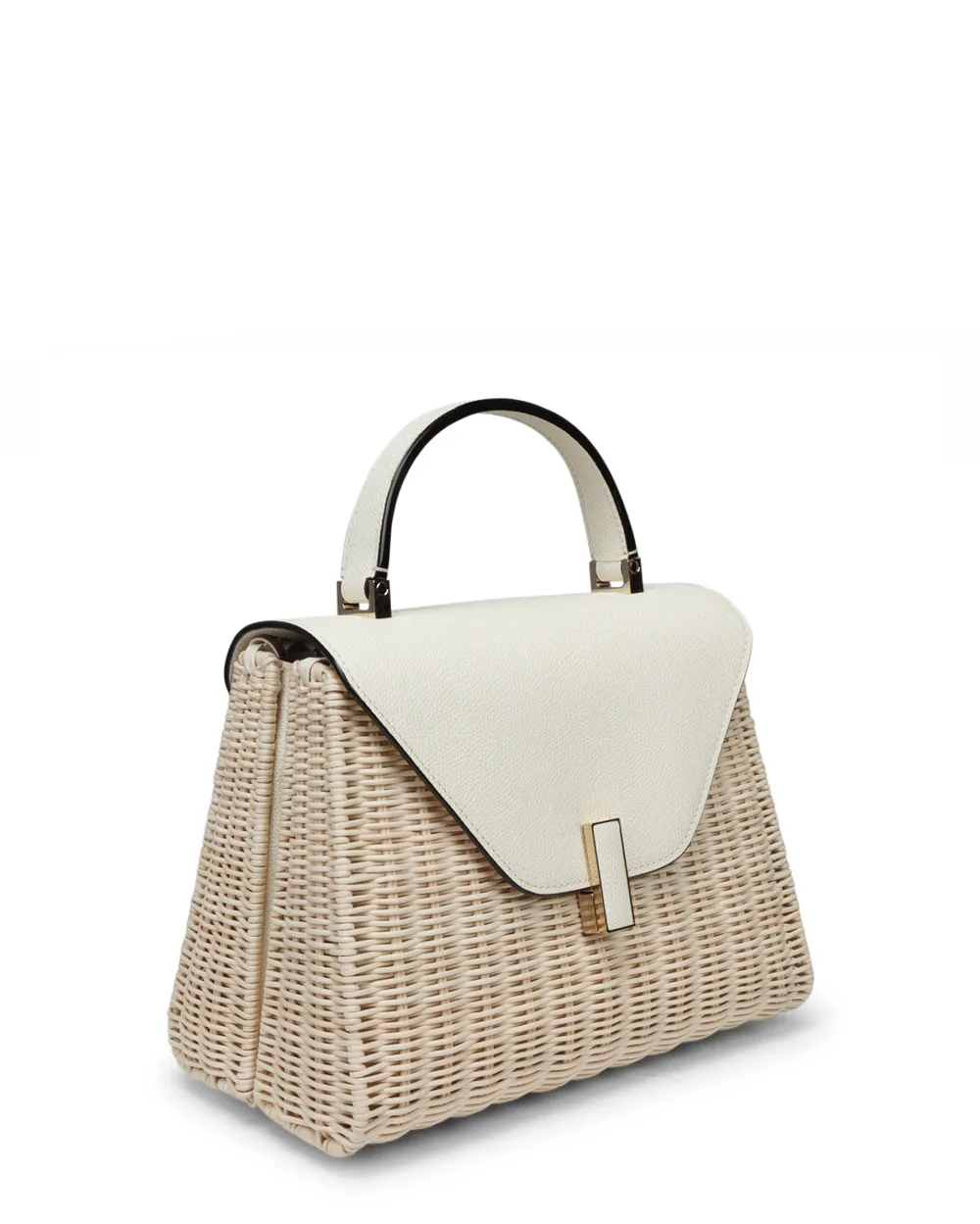 Medium Iside Wicker Top Handle Bag in Natural and Pergamena