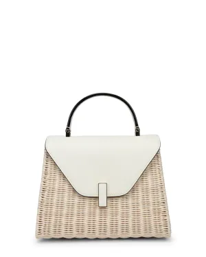Medium Iside Wicker Top Handle Bag in Natural and Pergamena