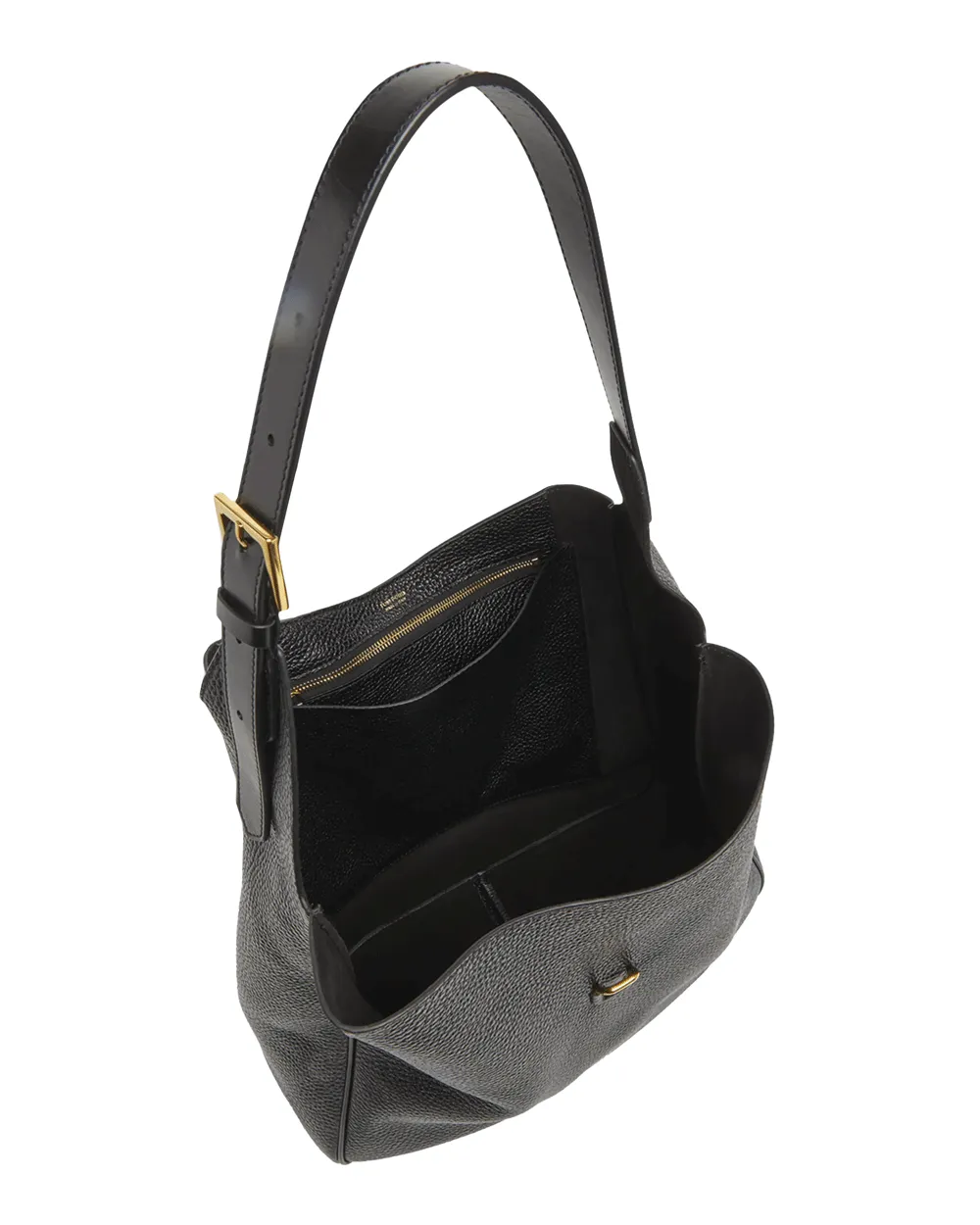 Medium Leather Monarch Hobo Bag in Black