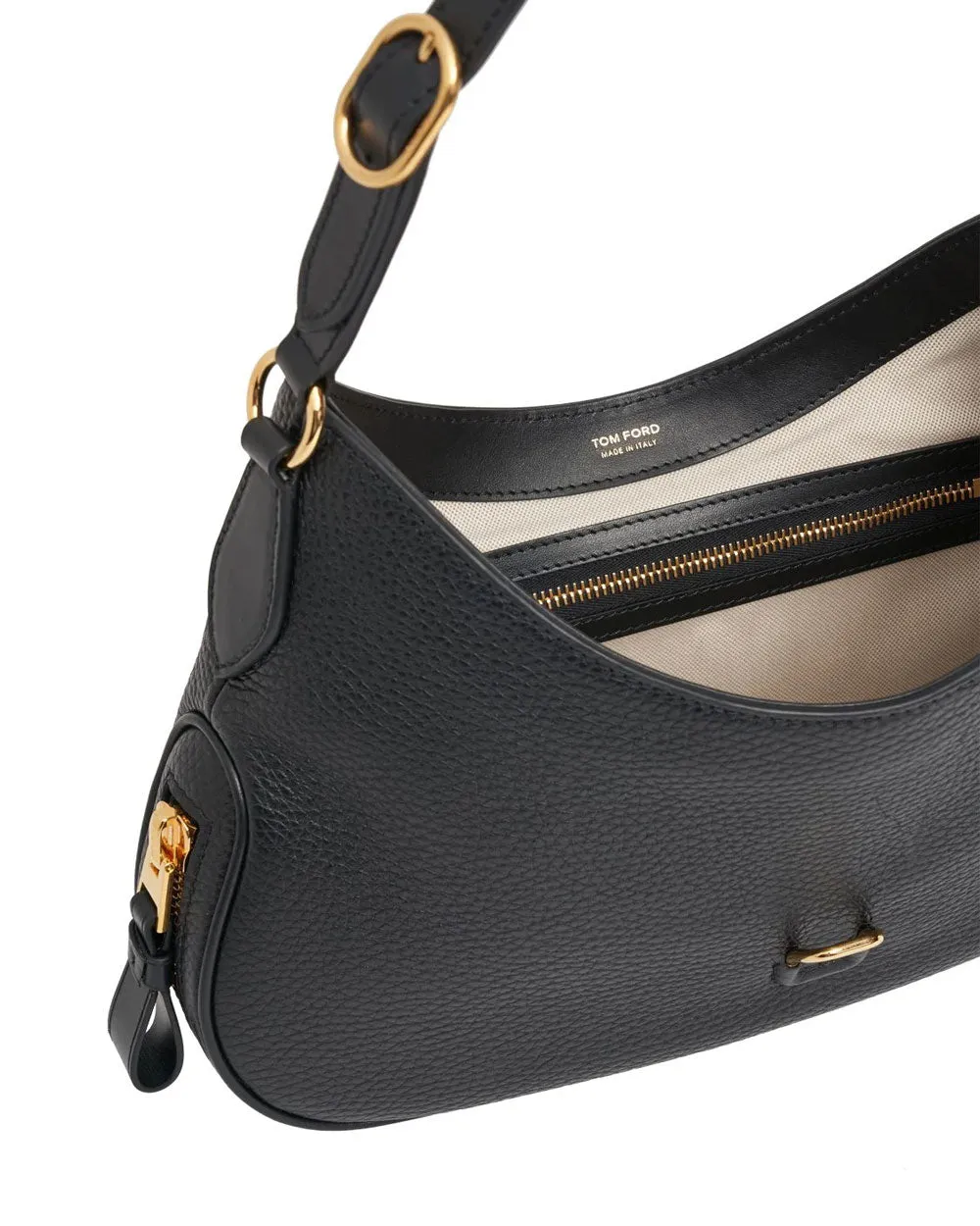 Medium Tara Crazy Grain Leather Bag in Black