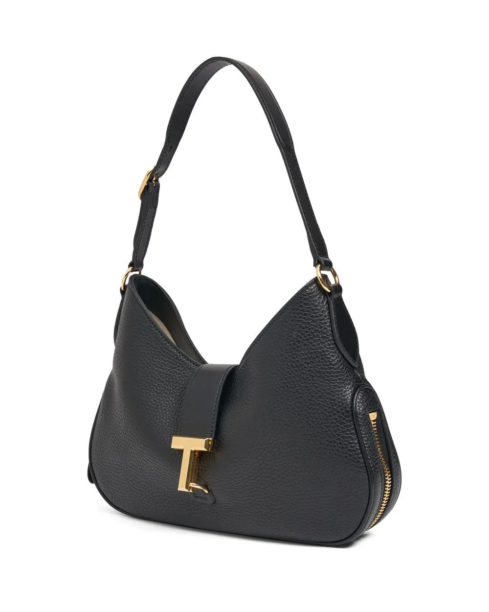 Medium Tara Crazy Grain Leather Bag in Black