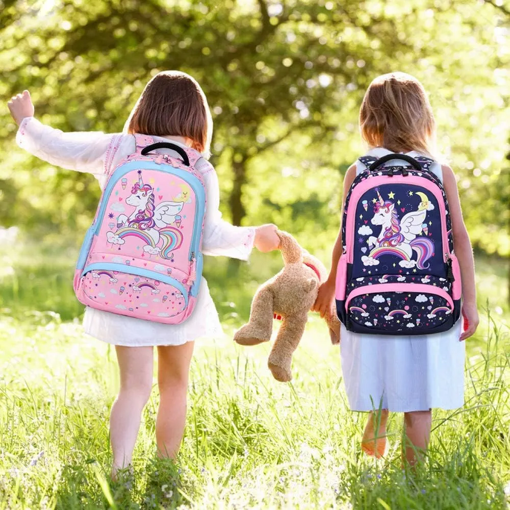 Meisohua Girls Backpack with Lunch Box 3 in 1 Set Kids Backpack for Girls Preschool Kindergarten Elementary School Backpack