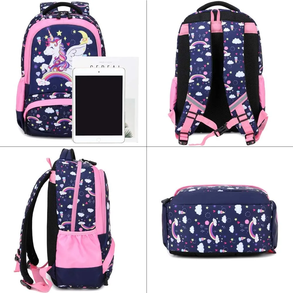 Meisohua Girls Backpack with Lunch Box 3 in 1 Set Kids Backpack for Girls Preschool Kindergarten Elementary School Backpack