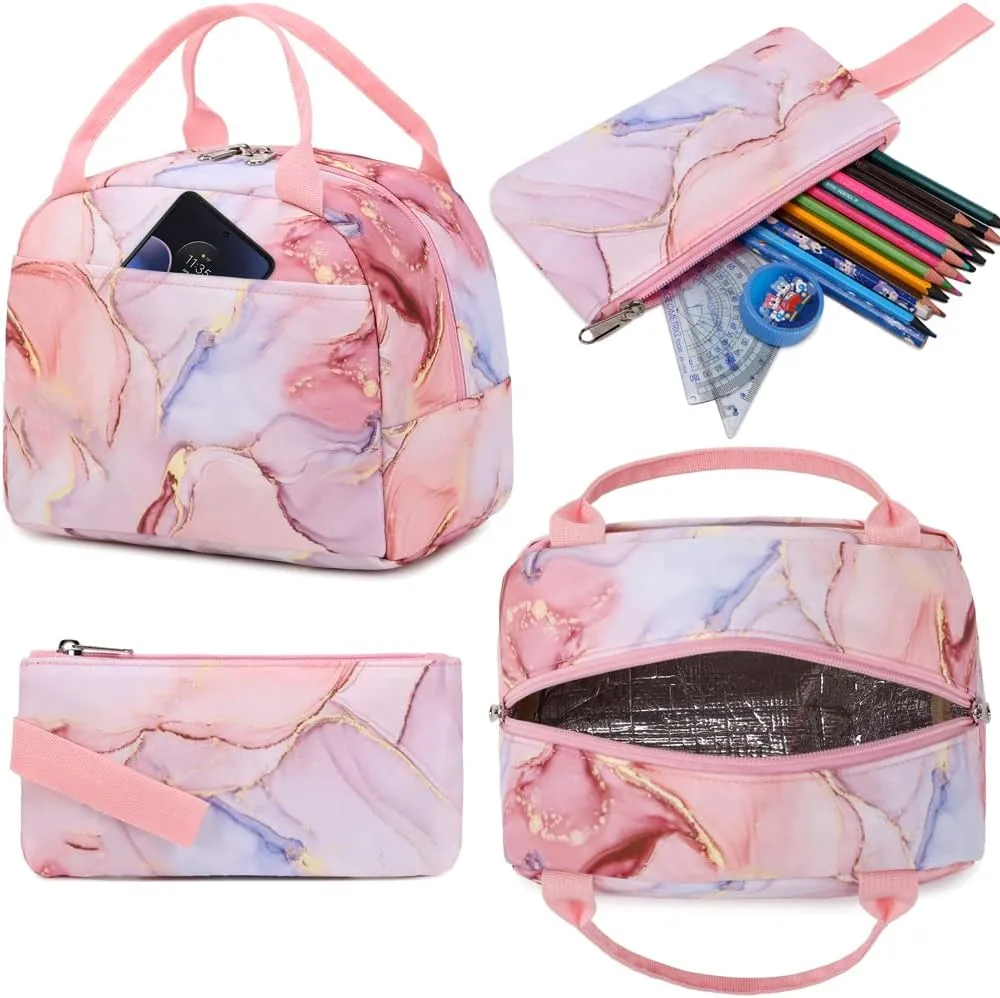 Meisohua School Backpack for Teens Girls Boys Backpack for Elementary Middle School Bookbag for Kids Backpack Lunch Bag Set