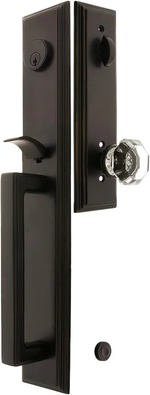 Melrose Style Tubular Handleset in Oil Rubbed Bronze with Old Town Knobs and 2 3/8" Backset. Antique Handles.